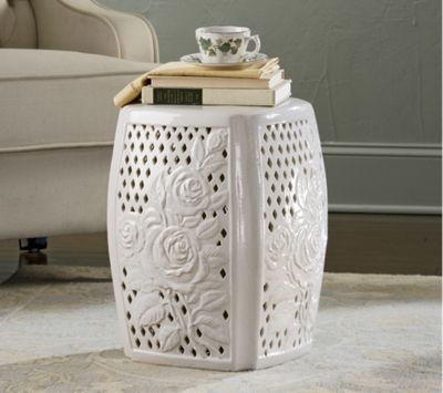 Stool White Rose Ceramic
