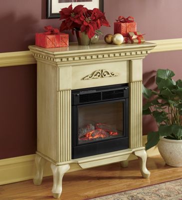 Electric Fireplace Ivory Queen Anne