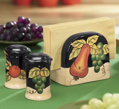 Tabletop Set Hand Painted Fruit 3 Piece