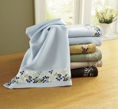 Sheets, Microfiber, Embroidered Mosaic