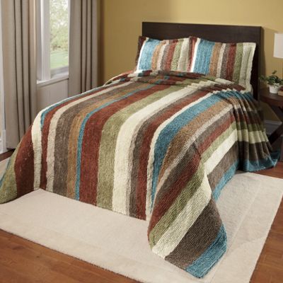 Bedspread Striped Cotton Chenille