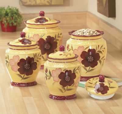 Canisters Assorted Fall Floral Set Of 4