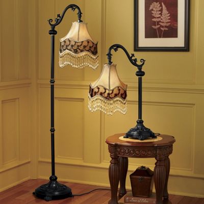 Victorian Shade Table And Floor Lamps