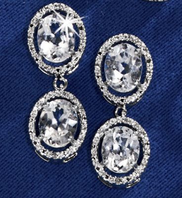 Earrings White Topaz Drop Post