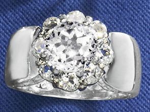 Ring White Topaz Wide Band Cluster