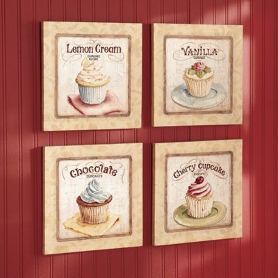 Set Of 4 Cupcake Art