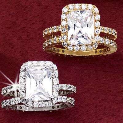Rectangular Round Eternity Bridal Set
