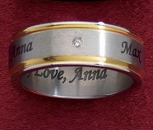 CoupleS Inside Outside Titanium Band With Diamond Accent