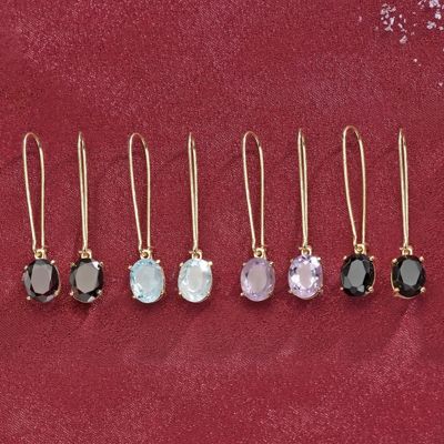 Oval Gemstone Wire Earrings