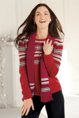 Celina Yang Fair Isle Sweater With Scarf