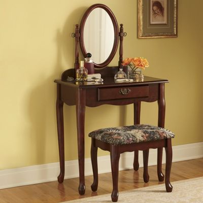 Vanity And Upholstered Bench Z