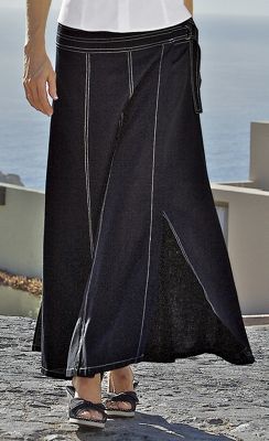 Linen Blend Wrap Skirt