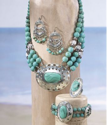 faux turquoise medallion jewelry