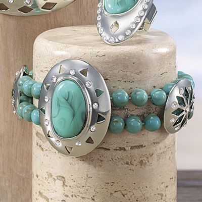 faux turquoise medallion bracelet