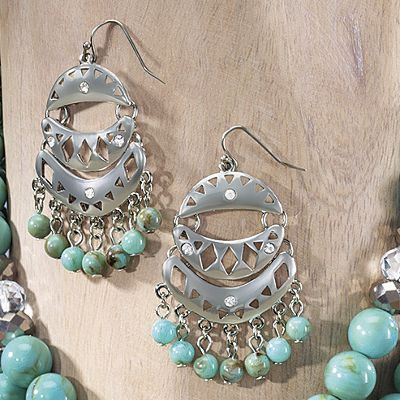 faux turquoise medallion earrings