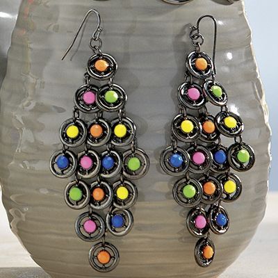 neon gunmetal earrings
