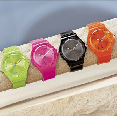 neon round rubber strap watch