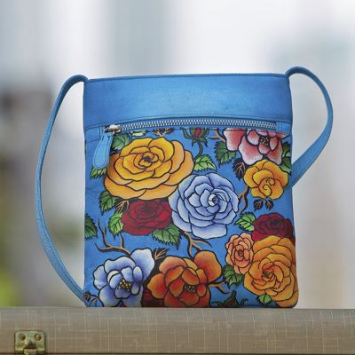 roses hand painted bag