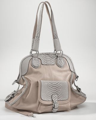 reptile trim leather bag