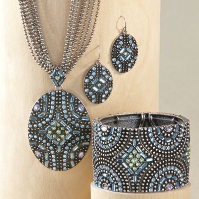 oval blue crystal jewelry