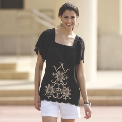 embroidered peasant top