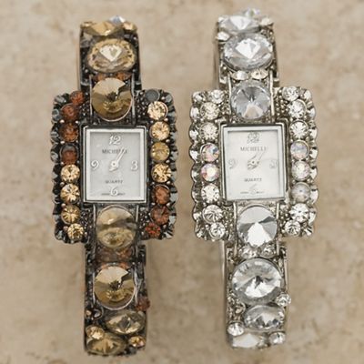 Rectangle Watch With Crystals