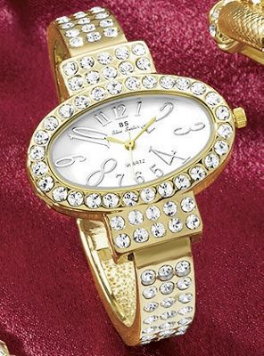 Watch Sparkle Oval Crystal Hinge Cuff