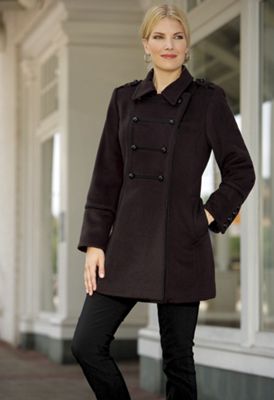 Military Jacket With Faux Leather Trim
