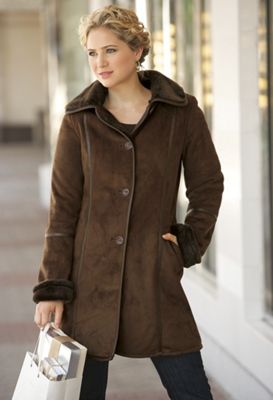 Faux Suede faux Fur Button down Jacket