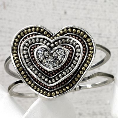 Loving Hearts Tri color Hinged Bangle