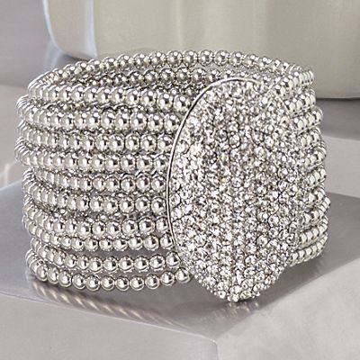 Crystal Pave Oval Stretch Bracelet