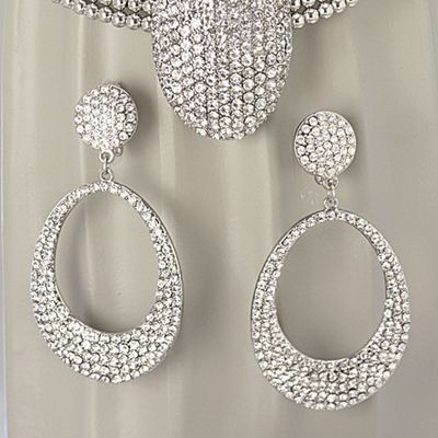 Crystal Pave Oval Earrings