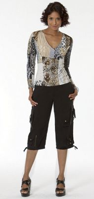 Side Drape Animal Top and Silk Crop Pant