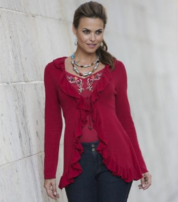 Slub Ruffle Cardigan