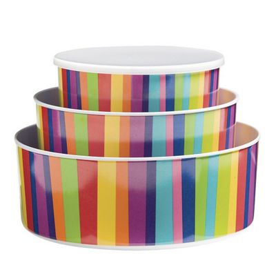 Set Of 3 Striped Bowls