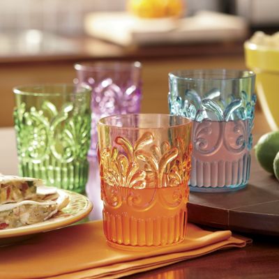 Set Of 4 Embossed Acrylic Tumblers
