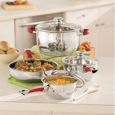 Ginnys Brand 7 pc Stainless Steel Cookware Set