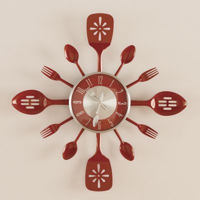 Clock Red Utensil