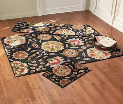 Carved Floral Rug Set Of 3