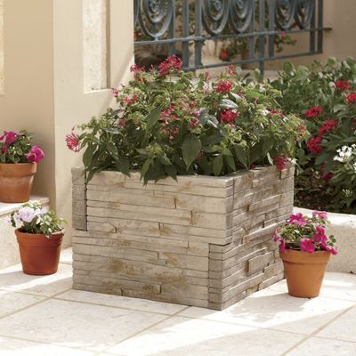 stone look planter surround