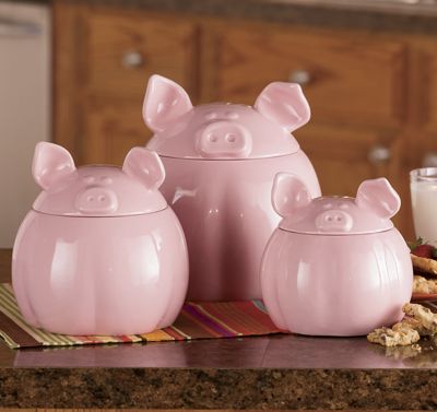 S3 Pink Pig Canister Set