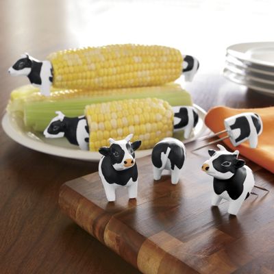 set of 4 cow corn holders