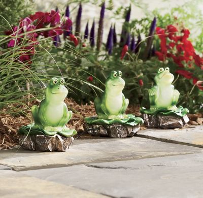 Set Of 3 Solar Frogs
