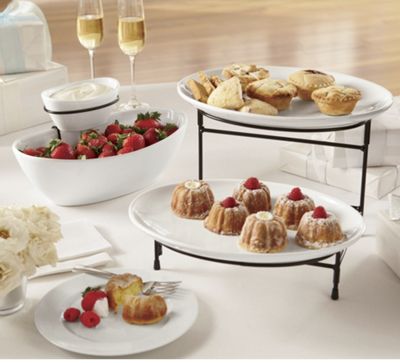 2 tier oval plate server set