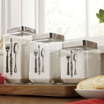 set of 3 flatware canisters