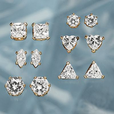 7 Pair Cubic Zirconia Stud Earring Set