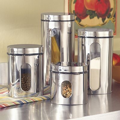 Set of 4 Stainless Steel Canisters