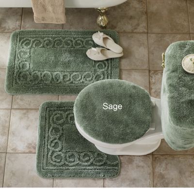 5 Piece Scroll Bath Rug Set A