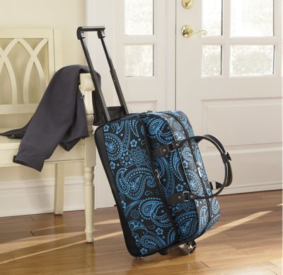 blue paisley rolling duffle