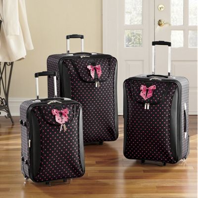 black dotty 3 pc luggage set